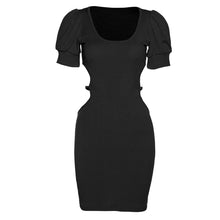 Load image into Gallery viewer, Elegant Fashion Summer Square Neck Short Sleeve Backless Hollow Tight Waist Hip Slim Women Girls Dress
