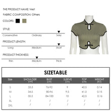 Load image into Gallery viewer, Chinese Style Retro Round Neck Short Sleeve Crop Top Hollow Slim Fit Fashion Women Vintage T-shirt