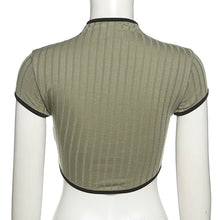 Load image into Gallery viewer, Chinese Style Retro Round Neck Short Sleeve Crop Top Hollow Slim Fit Fashion Women Vintage T-shirt