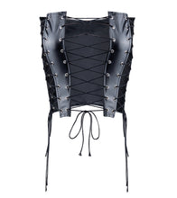 Load image into Gallery viewer, Cool Street Style Sexy Cutout Lace-up Fishbone Faux Leather Tunic Top Women Sleeveless Slim Fit Camisole Tight Waist Crop Top