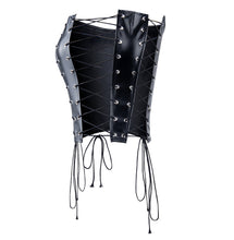 Load image into Gallery viewer, Cool Street Style Sexy Cutout Lace-up Fishbone Faux Leather Tunic Top Women Sleeveless Slim Fit Camisole Tight Waist Crop Top