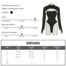 Load image into Gallery viewer, Women Black Super Sexy Jumpsuit Round Neck Wrap Chest Open Back Slim Fit Long Sleeve Bodysuit For Beach Date Onesies Two-piece