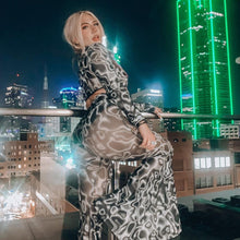 Load image into Gallery viewer, Fashion Printed Modern Street Women Bell-bottomed Pants High Waist Gauze Slightly Transparent Casual Ladies Flared Trousers