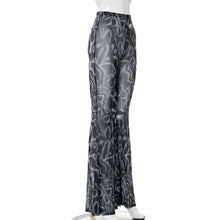 Load image into Gallery viewer, Fashion Printed Modern Street Women Bell-bottomed Pants High Waist Gauze Slightly Transparent Casual Ladies Flared Trousers