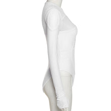 Load image into Gallery viewer, Cool Babes Summer Round Neck Mesh See-through Translucent Cross Bodysuit Women Sexy Two-piece Wrap Long Sleeve Slim-fit T-shirt