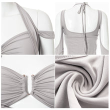Load image into Gallery viewer, Ins Style Modern Solid Color Tie-up Halter Neck Women Crop Smocked Top Wrap Chest Slim Fit Low Cut T-shirt