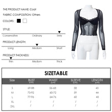 Load image into Gallery viewer, Mesh See-through Elegant Lace Stitching Tops Summer Slightly Transparent Women Long Sleeve T-shirt Low Cut Crop Tops