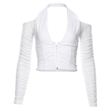 Load image into Gallery viewer, Sexy Open-back Slim Fit Mesh See Through Halterneck Off-shoulder Cardigan Summer Strapless V-neck Low Cut Crop Tops