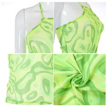 Load image into Gallery viewer, Multi Color Women Backless Sleeveless Fluorescent Neon Print Slim Top Vest Halter Neck Tie Up Tops Off Shoulder Sexy T Shirts