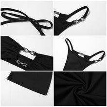 Load image into Gallery viewer, Summer Beach Bikini Outfit Sexy Low-cut Halterneck Solid Color Hollow-out Slim Fit Strappy Wrap Hip Skirt + Tops Suit Two-piece