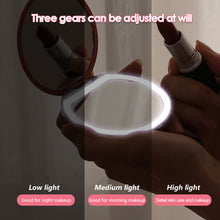 Load image into Gallery viewer, 3 Brightness Portable USB Portable Lamp Mirror with Light Compact LED Mirror StorageTable Mirror Magnifying Creative Cosmetic