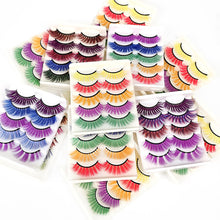 Load image into Gallery viewer, 5 pairs 3D Fake Eyelashes Colorful Faux Mink Lashes Mix Color Pink Blue Red White False Eyelashes Fluffy Soft Cilias Vendor Fake Eyelashes