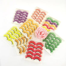 Load image into Gallery viewer, 5 pairs 3D Fake Eyelashes Colorful Faux Mink Lashes Mix Color Pink Blue Red White False Eyelashes Fluffy Soft Cilias Vendor Fake Eyelashes