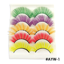 Load image into Gallery viewer, 5 pairs 3D Fake Eyelashes Colorful Faux Mink Lashes Mix Color Pink Blue Red White False Eyelashes Fluffy Soft Cilias Vendor Fake Eyelashes