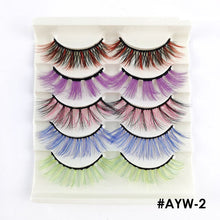 Load image into Gallery viewer, 5 pairs 3D Fake Eyelashes Colorful Faux Mink Lashes Mix Color Pink Blue Red White False Eyelashes Fluffy Soft Cilias Vendor Fake Eyelashes