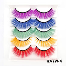 Load image into Gallery viewer, 5 pairs 3D Fake Eyelashes Colorful Faux Mink Lashes Mix Color Pink Blue Red White False Eyelashes Fluffy Soft Cilias Vendor Fake Eyelashes