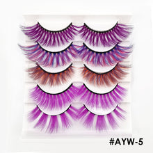 Load image into Gallery viewer, 5 pairs 3D Fake Eyelashes Colorful Faux Mink Lashes Mix Color Pink Blue Red White False Eyelashes Fluffy Soft Cilias Vendor Fake Eyelashes