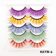 Load image into Gallery viewer, 5 pairs 3D Fake Eyelashes Colorful Faux Mink Lashes Mix Color Pink Blue Red White False Eyelashes Fluffy Soft Cilias Vendor Fake Eyelashes