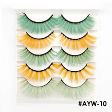 Load image into Gallery viewer, 5 pairs 3D Fake Eyelashes Colorful Faux Mink Lashes Mix Color Pink Blue Red White False Eyelashes Fluffy Soft Cilias Vendor Fake Eyelashes