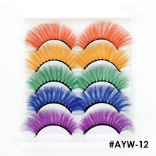 Load image into Gallery viewer, 5 pairs 3D Fake Eyelashes Colorful Faux Mink Lashes Mix Color Pink Blue Red White False Eyelashes Fluffy Soft Cilias Vendor Fake Eyelashes