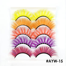 Load image into Gallery viewer, 5 pairs 3D Fake Eyelashes Colorful Faux Mink Lashes Mix Color Pink Blue Red White False Eyelashes Fluffy Soft Cilias Vendor Fake Eyelashes