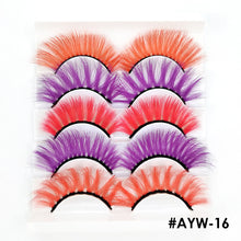 Load image into Gallery viewer, 5 pairs 3D Fake Eyelashes Colorful Faux Mink Lashes Mix Color Pink Blue Red White False Eyelashes Fluffy Soft Cilias Vendor Fake Eyelashes