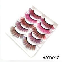 Load image into Gallery viewer, 5 pairs 3D Fake Eyelashes Colorful Faux Mink Lashes Mix Color Pink Blue Red White False Eyelashes Fluffy Soft Cilias Vendor Fake Eyelashes