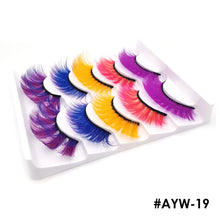 Load image into Gallery viewer, 5 pairs 3D Fake Eyelashes Colorful Faux Mink Lashes Mix Color Pink Blue Red White False Eyelashes Fluffy Soft Cilias Vendor Fake Eyelashes