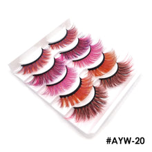 Load image into Gallery viewer, 5 pairs 3D Fake Eyelashes Colorful Faux Mink Lashes Mix Color Pink Blue Red White False Eyelashes Fluffy Soft Cilias Vendor Fake Eyelashes