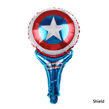 Load image into Gallery viewer, 1PC Handheld Stick Cartoon Foil Balloons Happy Birthday Party Balloons Super Hero Party Decoration Children Toy