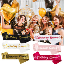 Load image into Gallery viewer, Birthday King and Birthday Queen Satin Sash Birthday Party Decoration Party Favors Gifts Party Accessories