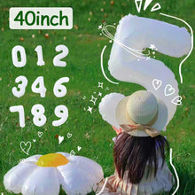 Load image into Gallery viewer, 40Inch Ins Giant White Number Foil Balloons Happy Birthday Wedding Party Mold Digital Balloon Anniversary Kids Baby Party Decoration