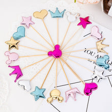 Load image into Gallery viewer, 5Pcs PU Cake Toppers Birthday Crown Stars Heart Cupcake Topper Flags For Wedding Kids Birthday Party Supplies Cake Decoration