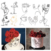 Load image into Gallery viewer, Acrylic Abstract Minimalist Art Lady Face Cake Topper Girl Happy Birthday Cake Decoration Wedding Cake Toppers Party Supplies