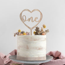 Load image into Gallery viewer, Wooden One Baby Happy Birthday Cake Toppers Newborn Birthday Cake Topper for Baby Birthday Anniversary Party Cake Decorations