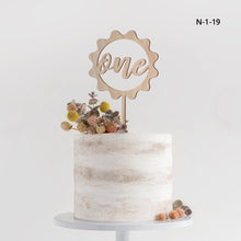 Load image into Gallery viewer, Wooden One Baby Happy Birthday Cake Toppers Newborn Birthday Cake Topper for Baby Birthday Anniversary Party Cake Decorations