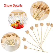 Load image into Gallery viewer, 100pcs 12cm Disposable Bamboo Pick Fruit Sticks Buffet Cupcake Fruit Fork Party Dessert Salad Sticks Wedding Decoration