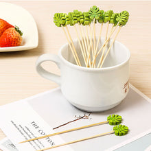 Load image into Gallery viewer, 100pcs 12cm Disposable Bamboo Pick Fruit Sticks Buffet Cupcake Fruit Fork Party Dessert Salad Sticks Wedding Decoration