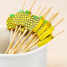 Load image into Gallery viewer, 100pcs 12cm Disposable Bamboo Pick Fruit Sticks Buffet Cupcake Fruit Fork Party Dessert Salad Sticks Wedding Decoration