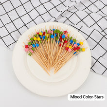Load image into Gallery viewer, 100pcs 12cm Disposable Bamboo Pick Fruit Sticks Buffet Cupcake Fruit Fork Party Dessert Salad Sticks Wedding Decoration