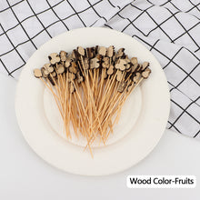 Load image into Gallery viewer, 100pcs 12cm Disposable Bamboo Pick Fruit Sticks Buffet Cupcake Fruit Fork Party Dessert Salad Sticks Wedding Decoration