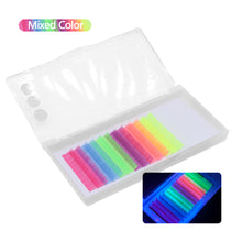 Load image into Gallery viewer, Colored UV Neon Eyelash Glow in the Dark Lash Extenions Fluorescent Glow Lashes D Curl Mega Volume Eyelash