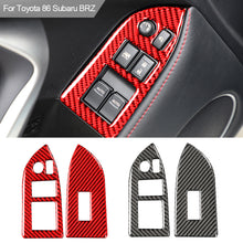 Load image into Gallery viewer, 2Pcs Carbon Fiber Car Inner Window Lift Switch Button Panel Decoration Cover Trim Frame Interior for Toyota 86 Subaru BRZ