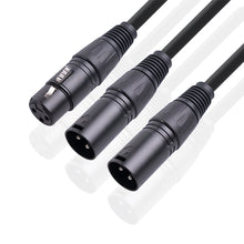 Load image into Gallery viewer, 50cm XLR Female to Dual XLR Male Y Splitter Cable Foil and Braided Shielded For Microphone Mixer Amplifier