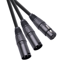 Load image into Gallery viewer, 50cm XLR Female to Dual XLR Male Y Splitter Cable Foil and Braided Shielded For Microphone Mixer Amplifier