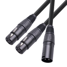 Load image into Gallery viewer, 30cm XLR Male to Dual XLR Female Y Splitter Cable Foil and Braided Shielded For Microphone Mixer Amplifier