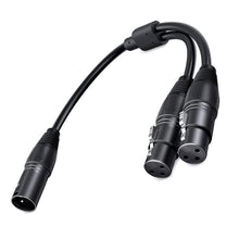 Load image into Gallery viewer, 30cm XLR Male to Dual XLR Female Y Splitter Cable Foil and Braided Shielded For Microphone Mixer Amplifier