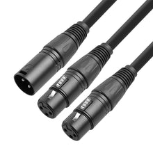 Load image into Gallery viewer, 30cm XLR Male to Dual XLR Female Y Splitter Cable Foil and Braided Shielded For Microphone Mixer Amplifier