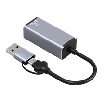 Load image into Gallery viewer, Double Head Type C/usb To Rj45 Typec Mobile Computer To Network Port Rj45 Ethernet Converter 100M