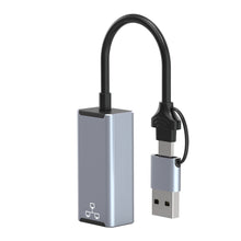 Load image into Gallery viewer, Double Head Type C/usb To Rj45 Typec Mobile Computer To Network Port Rj45 Ethernet Converter 100M